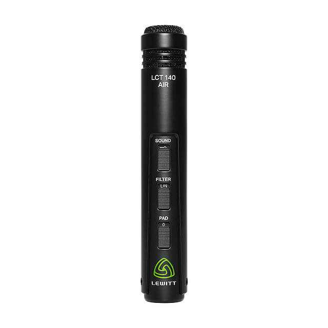 Lewitt LCT 140 AIR condenser microphone featuring a smooth presence boost, displayed on a neutral background.