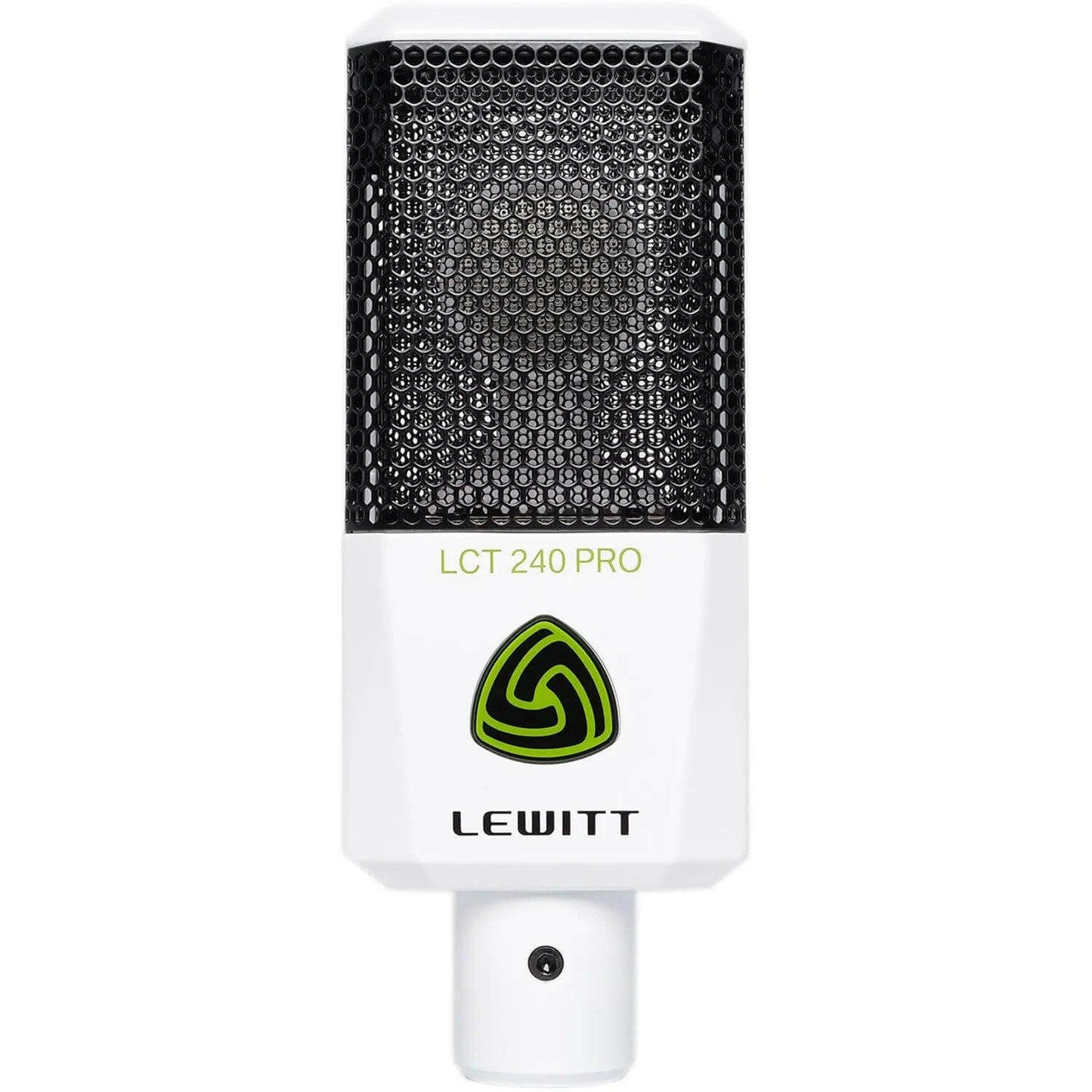 Lewitt LCT 240 PRO White large-diaphragm condenser microphone designed for vocals, shown in a clean and modern setting.