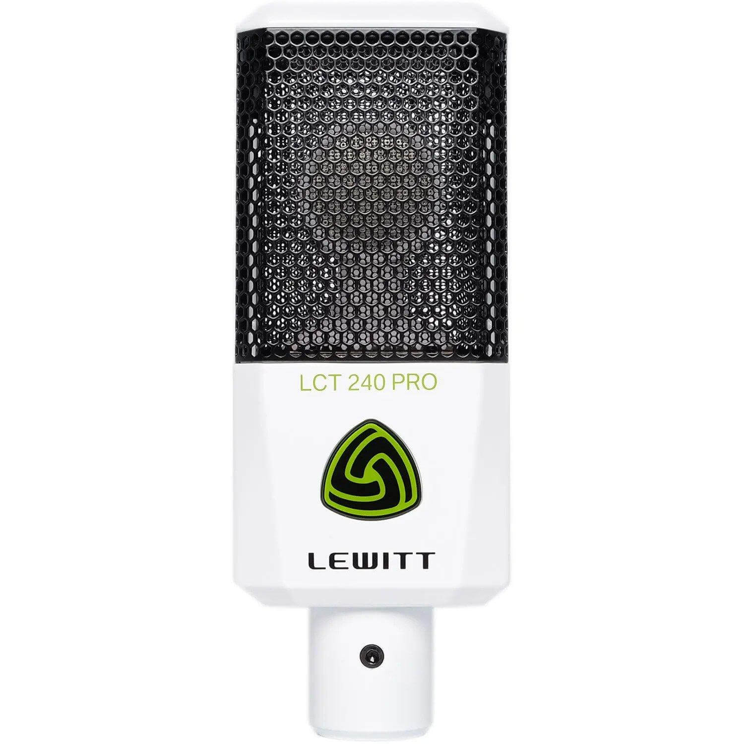 Lewitt LCT 240 PRO White large-diaphragm condenser microphone designed for vocals, shown in a clean and modern setting.