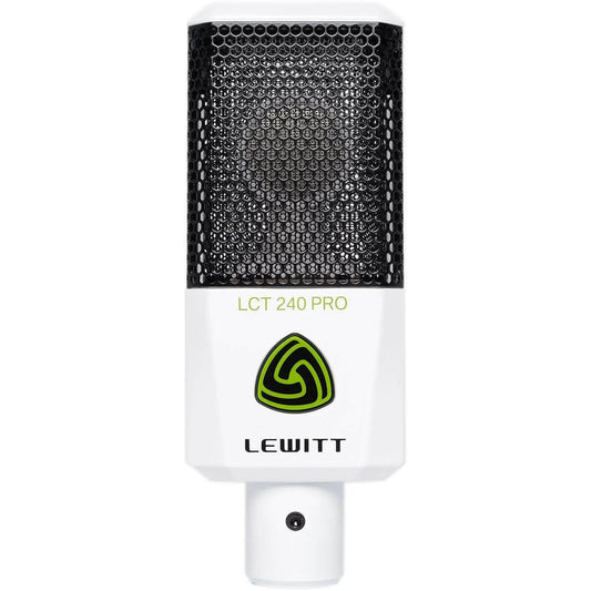 Lewitt LCT 240 PRO White large-diaphragm condenser microphone designed for vocals, shown in a clean and modern setting.