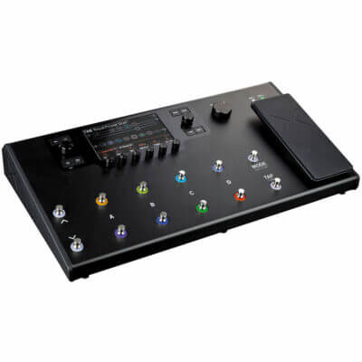 Line 6 Helix multi-effects guitar processor displayed in a studio setting.
