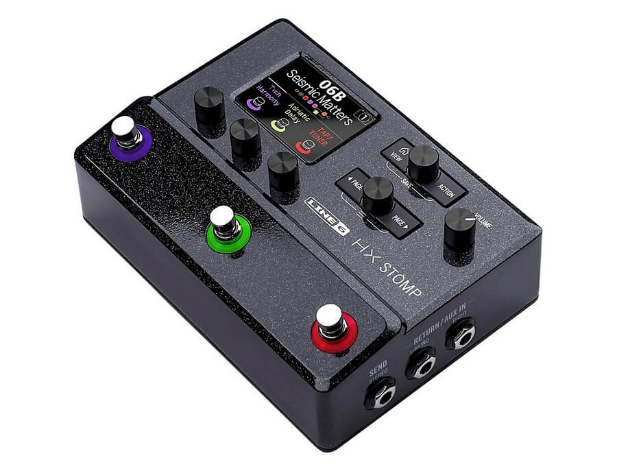 Image of the LINE 6 HX Stomp, a compact guitar multi-effects floor processor featuring over 300 effects.