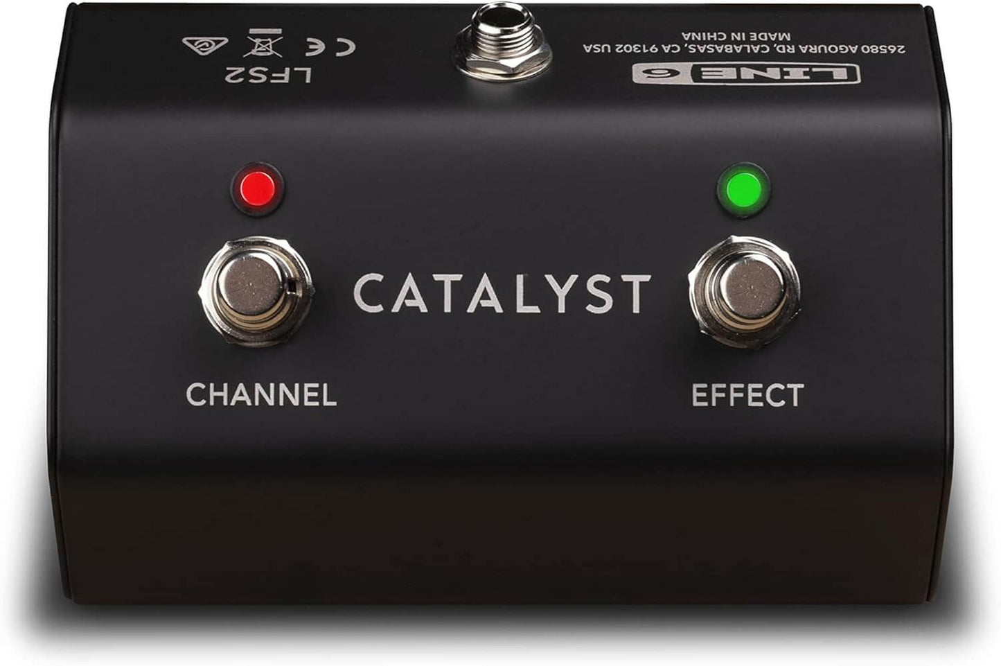 LINE 6 LFS2 footswitch designed for Catalyst amplifiers, featuring remote control for channel and effects.