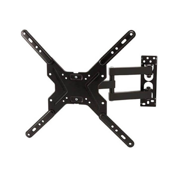 Loctek PSW831A000 Full Motion TV Wall Mount designed for 26 to 55 inch TVs, featuring a black finish, VESA compatibility up to 400x400, and adjustable tilt and swivel options.