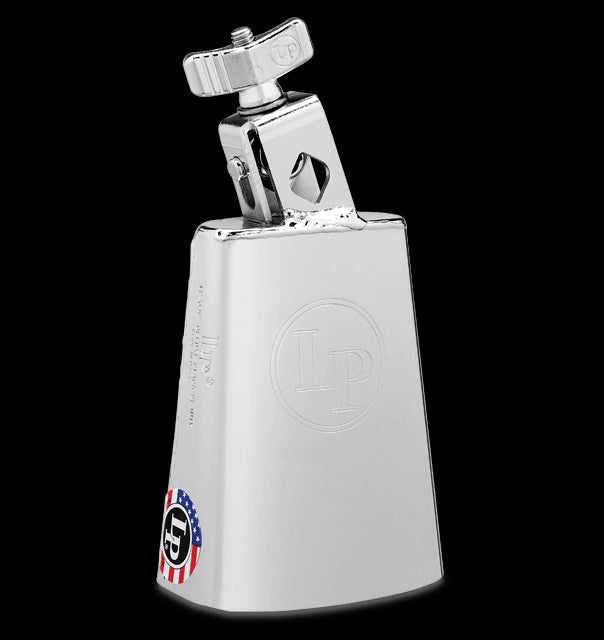 LP Black Beauty Deluxe Cowbell 5.5 inches with chrome hardware, showcasing its sleek design and shiny finish.