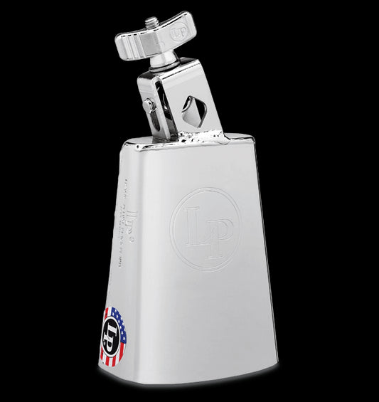 LP Black Beauty Deluxe Cowbell 5.5 inches with chrome hardware, showcasing its sleek design and shiny finish.