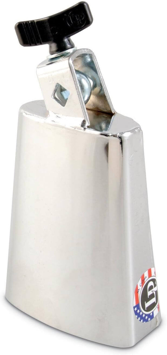LP Black Beauty Deluxe Sr. Cowbell 5.5 inch with chrome hardware, showcasing its sleek design and shiny finish.