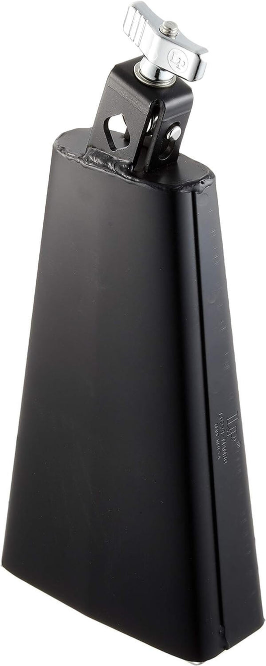 LP Mambo Cowbell 8 inch in black color with a mounting bracket attached.