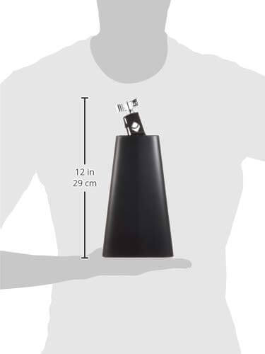 LP Mambo Cowbell 8 inch in black with a mounting bracket, showcasing its design and features.