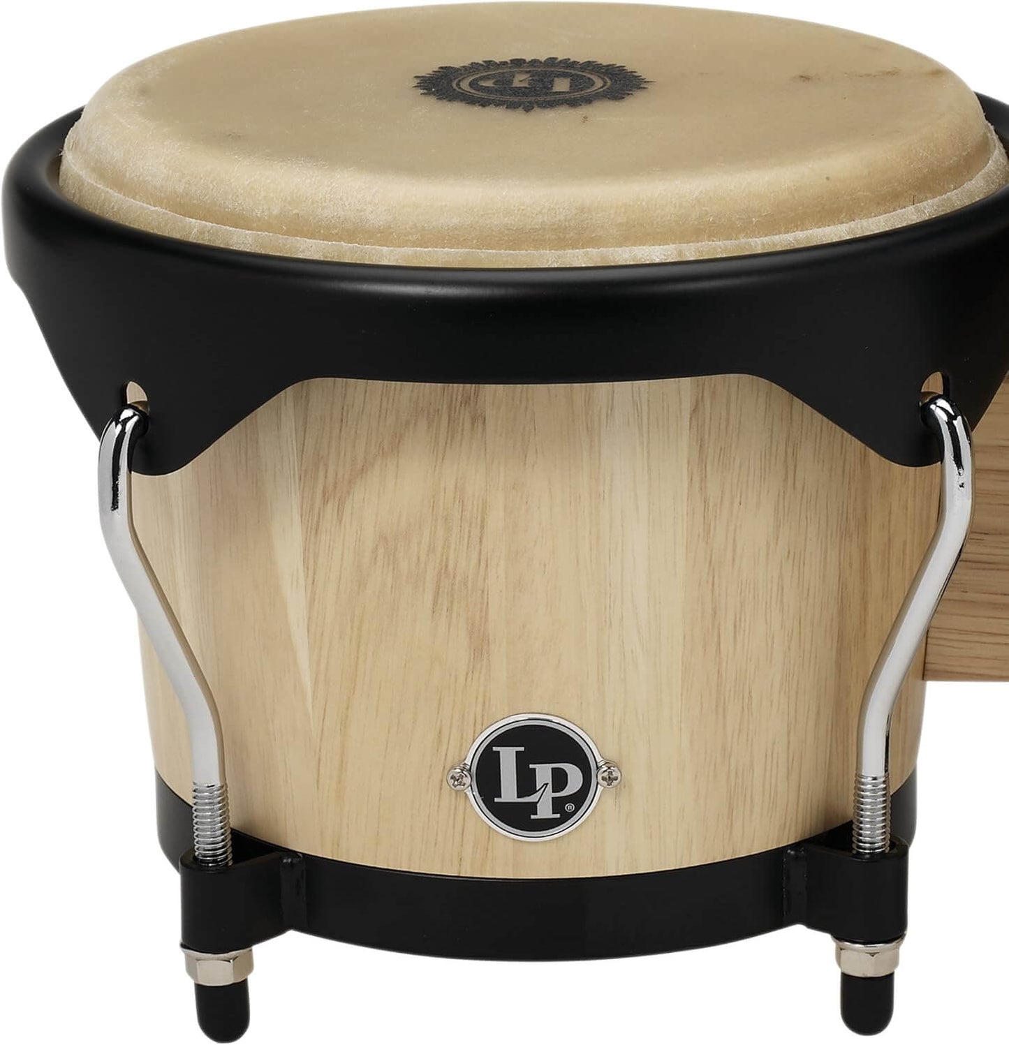 LP City Wood Bongos displayed on a white background, showcasing their natural wood finish and design.