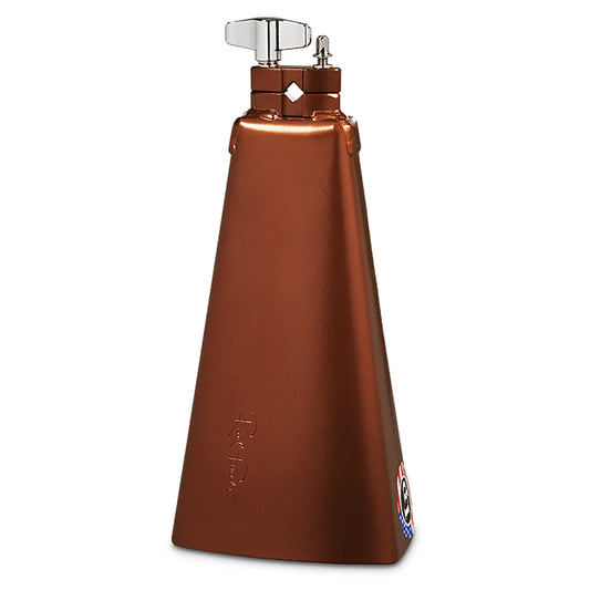 Front view of the LP Raul Pineda Bronze Cowbell 8.5" with Vise Mount
