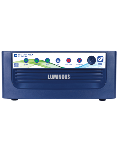 Luminous EcoVolt NEO Inverter with a capacity of 2000VA and 24V, showcasing its sleek design and functionality.