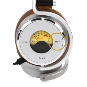 Ashdown M-OV-1-B-C-TAN Bluetooth Over-Ear Headphones featuring active noise cancellation and a VU meter, displayed in a compact view.