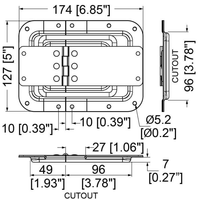 Penn Elcom P2558Z Hinged Lid Stays with 27mm offset in zinc finish