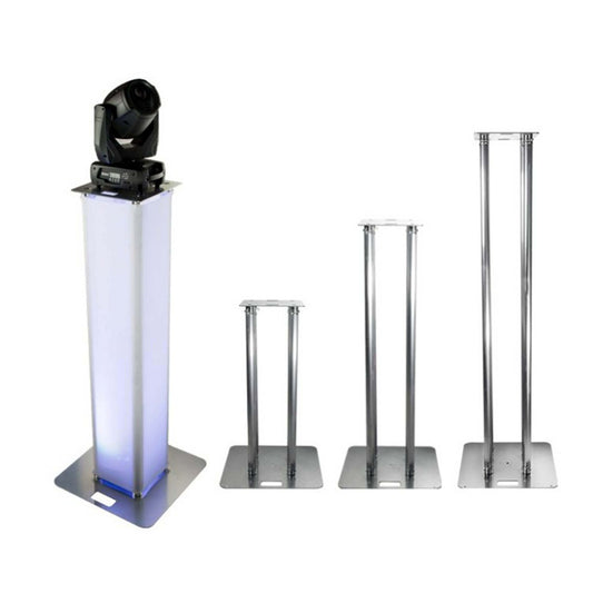 ALUSTAGE 1.5M Moving Head Lighting Tower showcasing its durable aluminium structure and flame retardant cover.