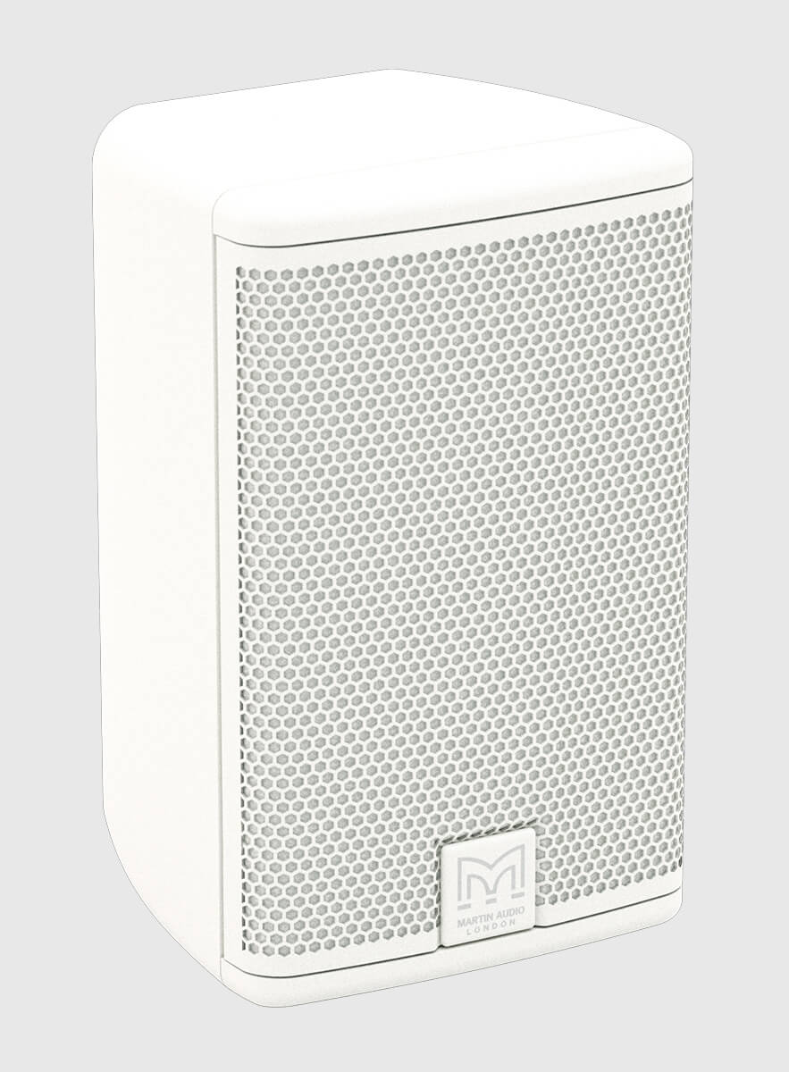 Martin Audio ADORN A40TW compact passive 2-way installation speaker in white color, showcasing its design and features.