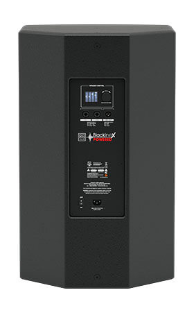 Martin Audio BLACKLINE XP15, a 15-inch compact self-powered two-way speaker in black, capable of 131dB max SPL.