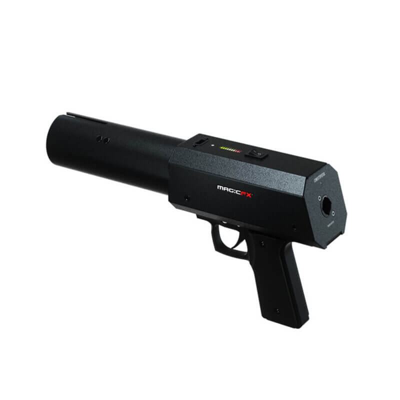 MAGICFX® CONFETTIPISTOL MFX0310, an electric confetti shooter designed for events and celebrations, showcasing its vibrant design.