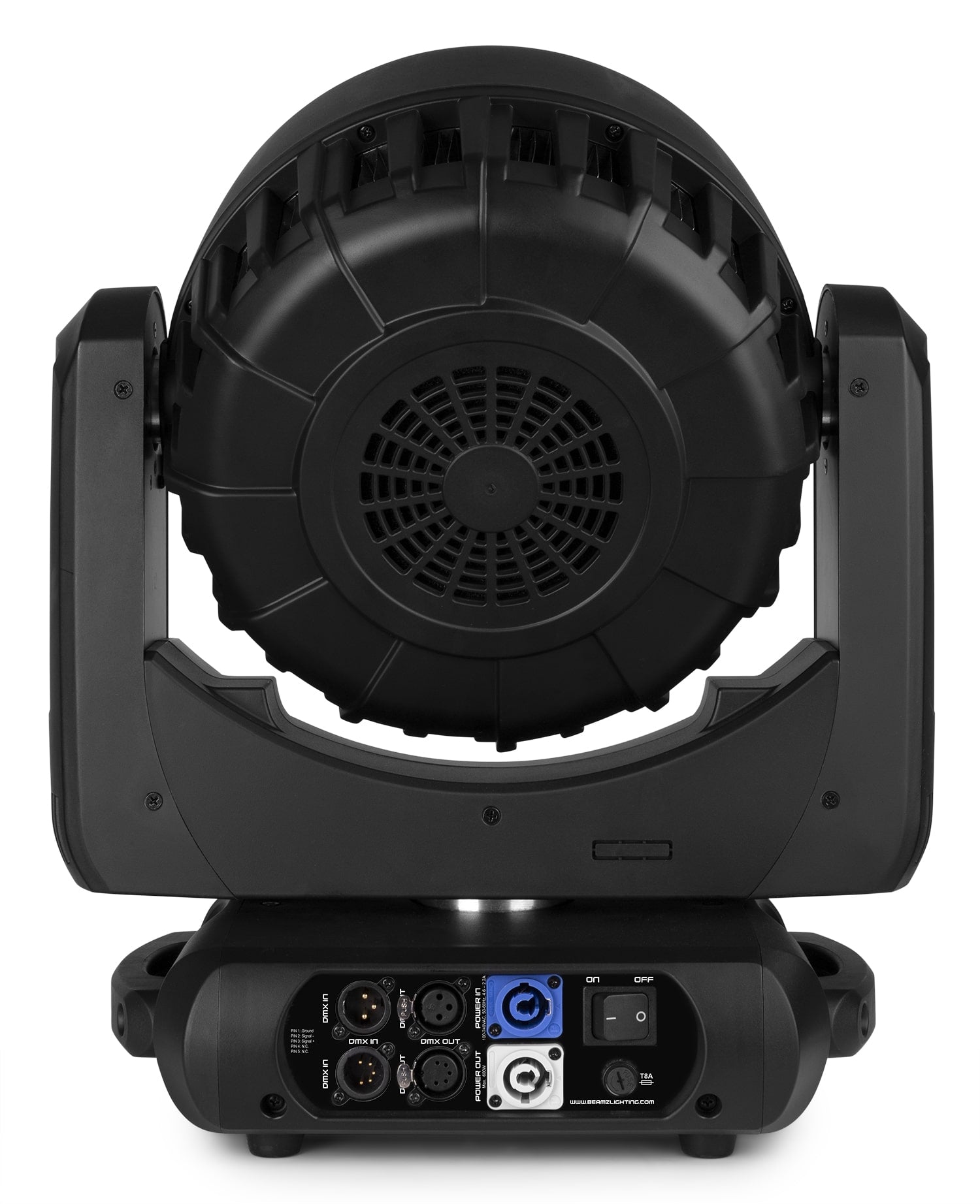 Back view of the MHL1240 LED Wash Moving Head with Zoom - BeamZ Pro Professional Lighting.