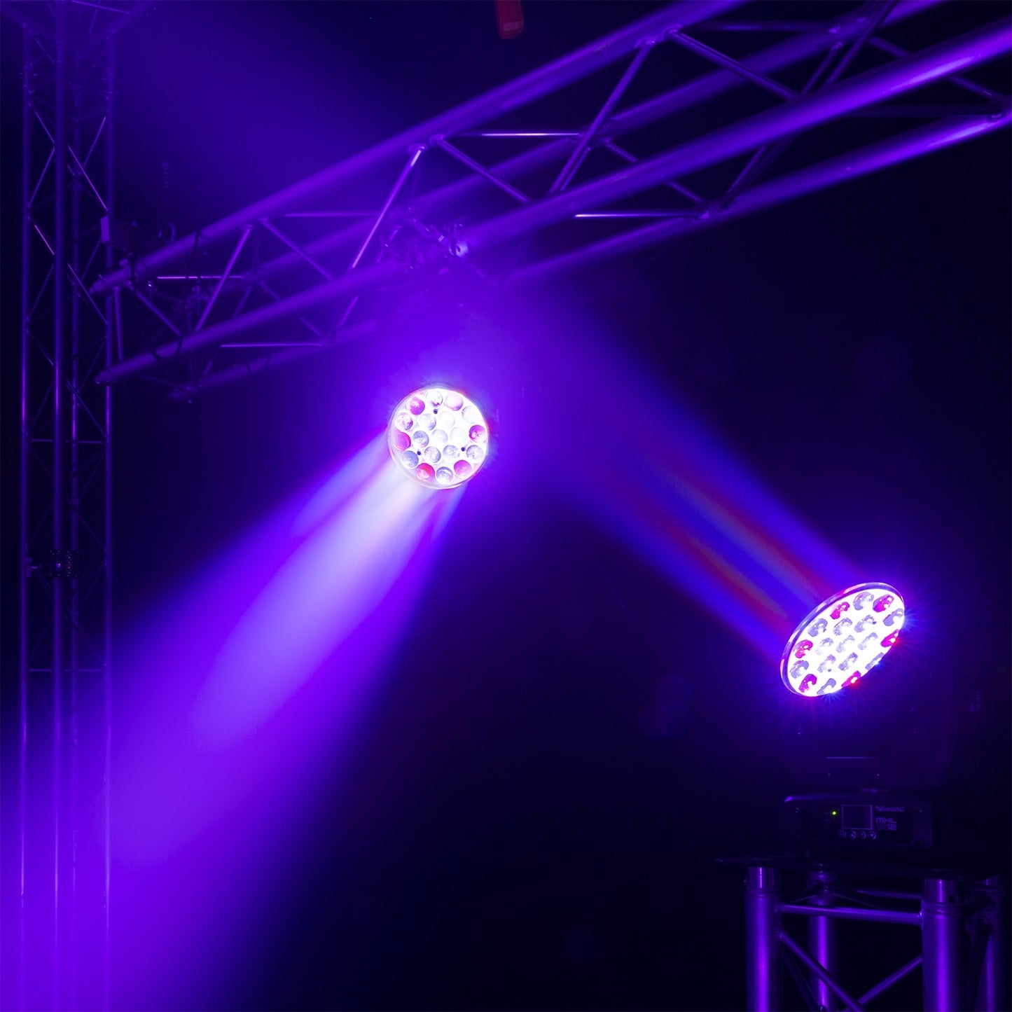 Second lifestyle view of the MHL1912 LED Wash Moving Head with Zoom, featuring 19x 12W RGBW LEDs.