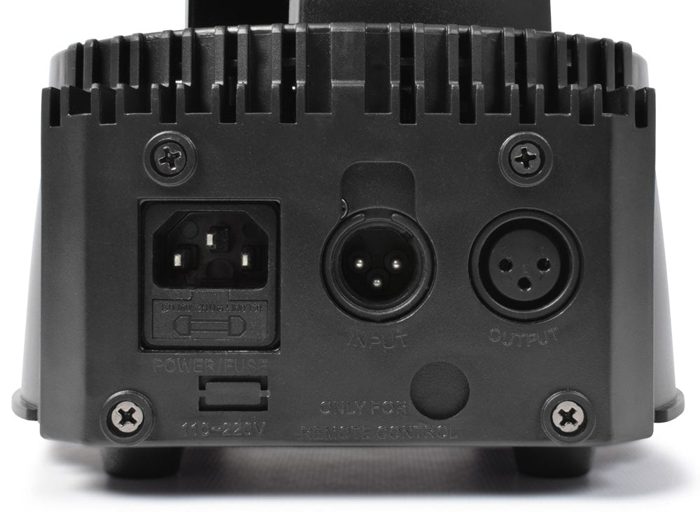 Back view of the MHL74 LED Wash Moving Head with 7x 10W 4-in-1 RGBW LEDs and flexible control options.