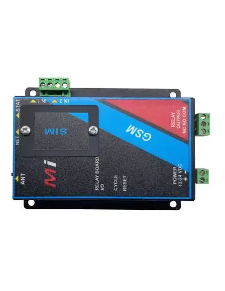 Micro Instruments GSM Relay with 2 inputs and SMA female connector, designed for 28V DC applications.