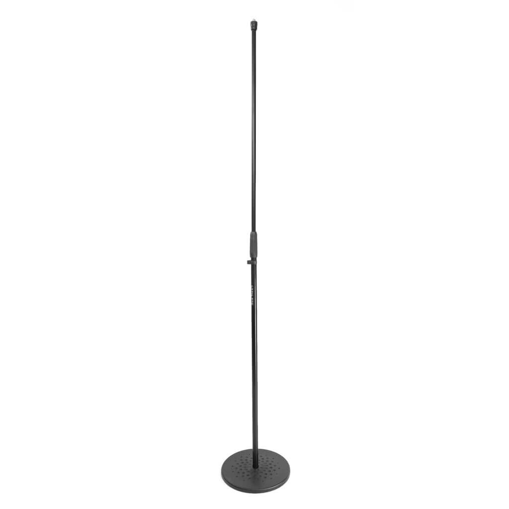 Athletic Universal 3/8" Microphone Stand adjustable from 880 to 1570mm, shown in a studio setting.