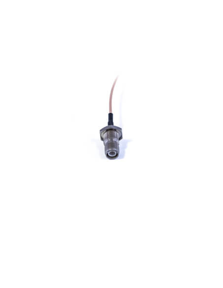 MMCX male 90 degree to TNC female reverse polarity bulkhead pigtail cable, 300mm long, RG174.