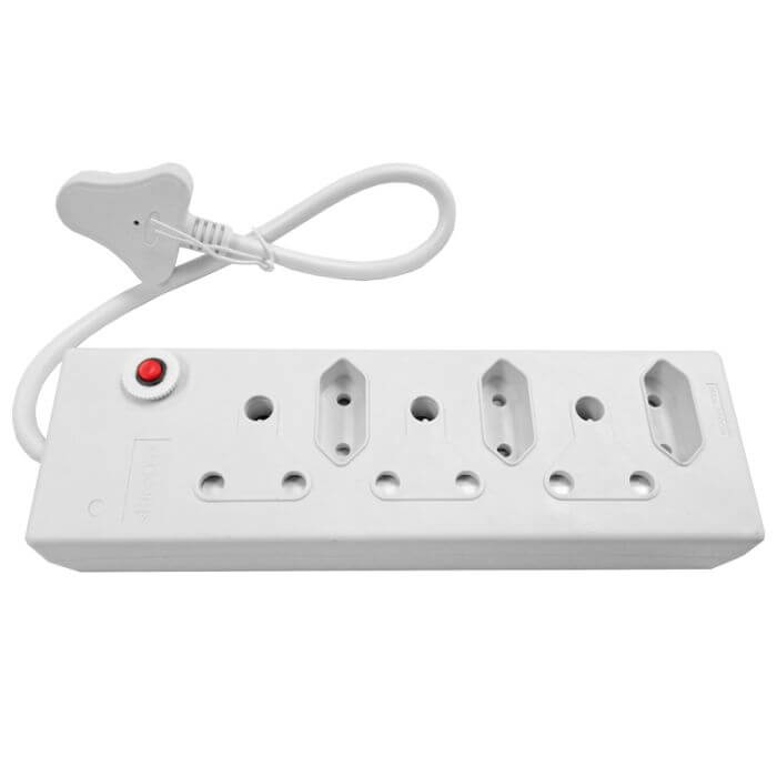 Image of a Multi Plug with three 16A and three 5A sockets, 0.5 meters in length.