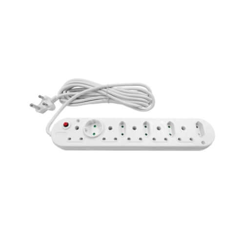 Multi Plug with 5x16A and 5x5A sockets, 5 meters long cord.
