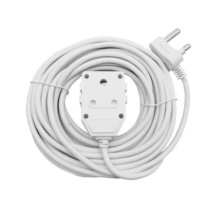 10M 10A extension cord with double coupler, designed for reliable power connection.