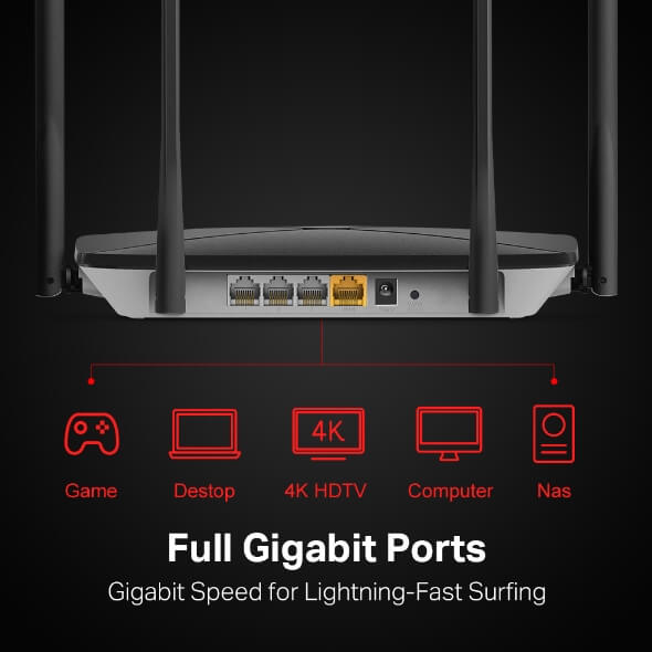 Mercusys AC1200 Gigabit Dual Band Router with sleek design and dual antennas for enhanced wireless connectivity.