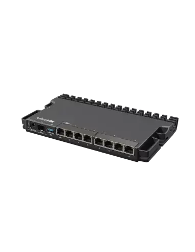 MikroTik RB5009UG+S+IN heavy duty router featuring 7x 1GB ports, 1x 2.5GB port, and 1x 10G SFP+ port.