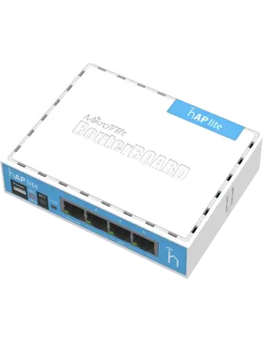 MikroTik hAP lite mountable desktop router designed for 2.4GHz connectivity.