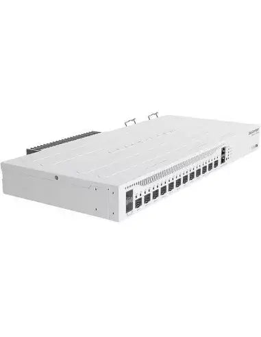 MikroTik CCR2004-1G-12S+2XS featuring 12x10G SFP+ and 2x25G SFP28 ports.