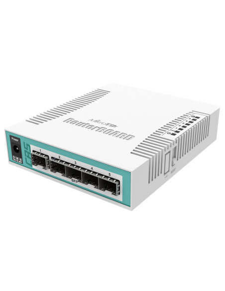 Image of the MikroTik CRS106-1C-5S Cloud Router Switch showcasing its design and features.
