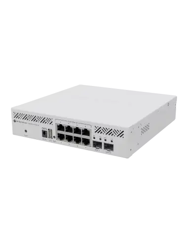 MikroTik CRS310 Cloud Router Switch featuring 8 ports, each supporting 2.5GbE, ideal for high-speed networking.