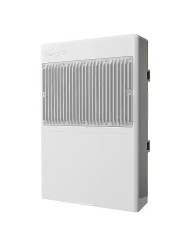 MikroTik netPower 16P outdoor switch featuring 16 Gigabit PoE-out ports and 2 SFP slots.