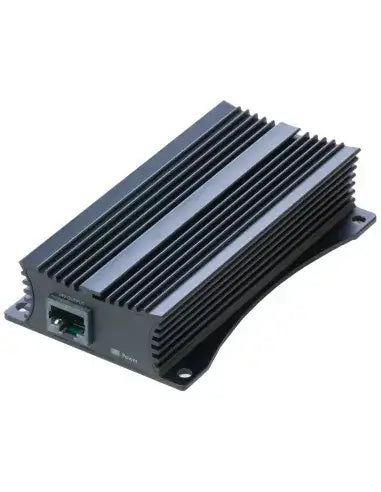 MikroTik 48V to 24V Gigabit PoE Converter, a device used for power over Ethernet applications.