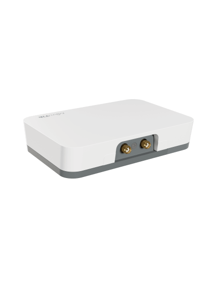 MikroTik IoT Gateway featuring 2.4 GHz connectivity, Bluetooth support, and PoE capabilities with two 100 Mbps Ethernet ports.