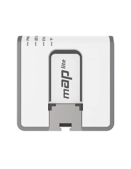 MikroTik mAP Lite, a compact 2.4GHz mini indoor access point and customer premises equipment.