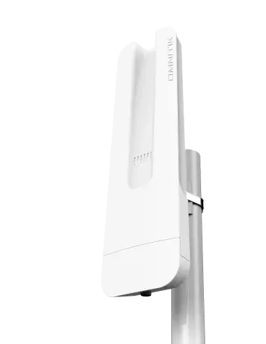 MikroTik OmniTikPG-5HacD 5GHz outdoor access point with 360-degree omni antenna and PoE capability.