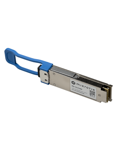 MikroTik QSFP28 40G/100G Module designed for 10KM distance with Dual LC UPC connectors.