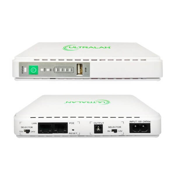 12VDC 8.8Ah Micro UPS with USB and PoE output, designed for reliable power backup.