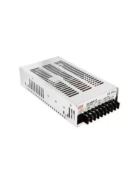 Mean Well 200W DC-DC Converter with 19-36V input and 48V output, suitable for various electronic applications.