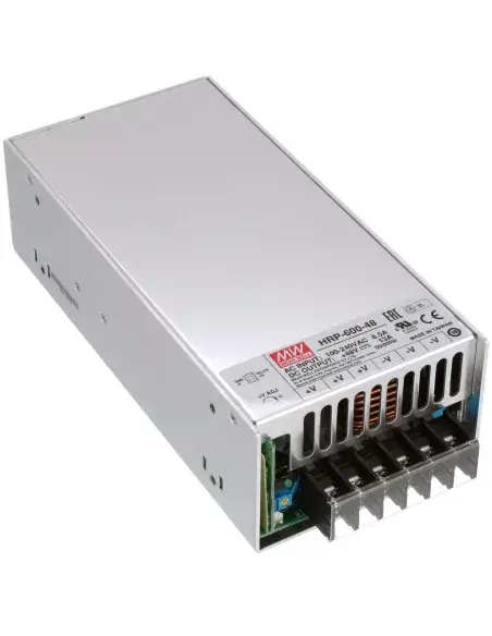 Mean Well 600W 48V high reliability power supply with single output and wide input voltage range.