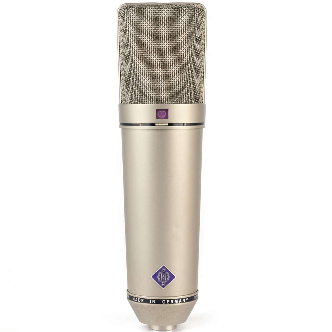 Neumann U 87 Ai Nickel Large Diaphragm Cardioid Microphone with Omni and Figure-8 Patterns in a wooden box.