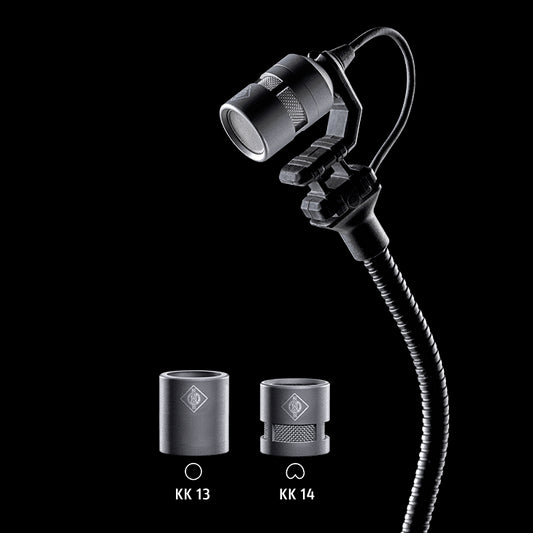 Neumann MCM 114 Stereo Set, a miniature clip microphone system designed for piano recording, featuring the MC 8 model.