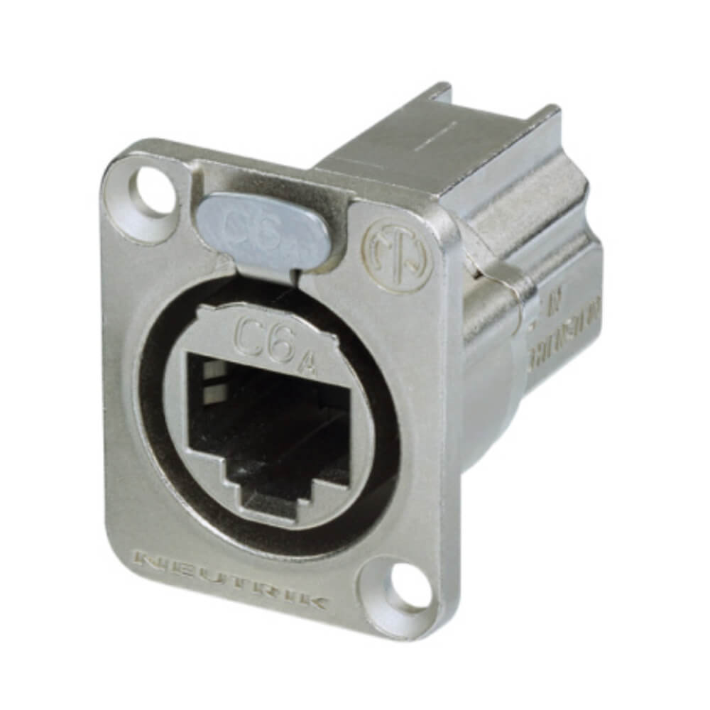 NEUTRIK RJ45 CAT.6A 8-Pole Metal Patch Female Connector Type D in Nickel finish.