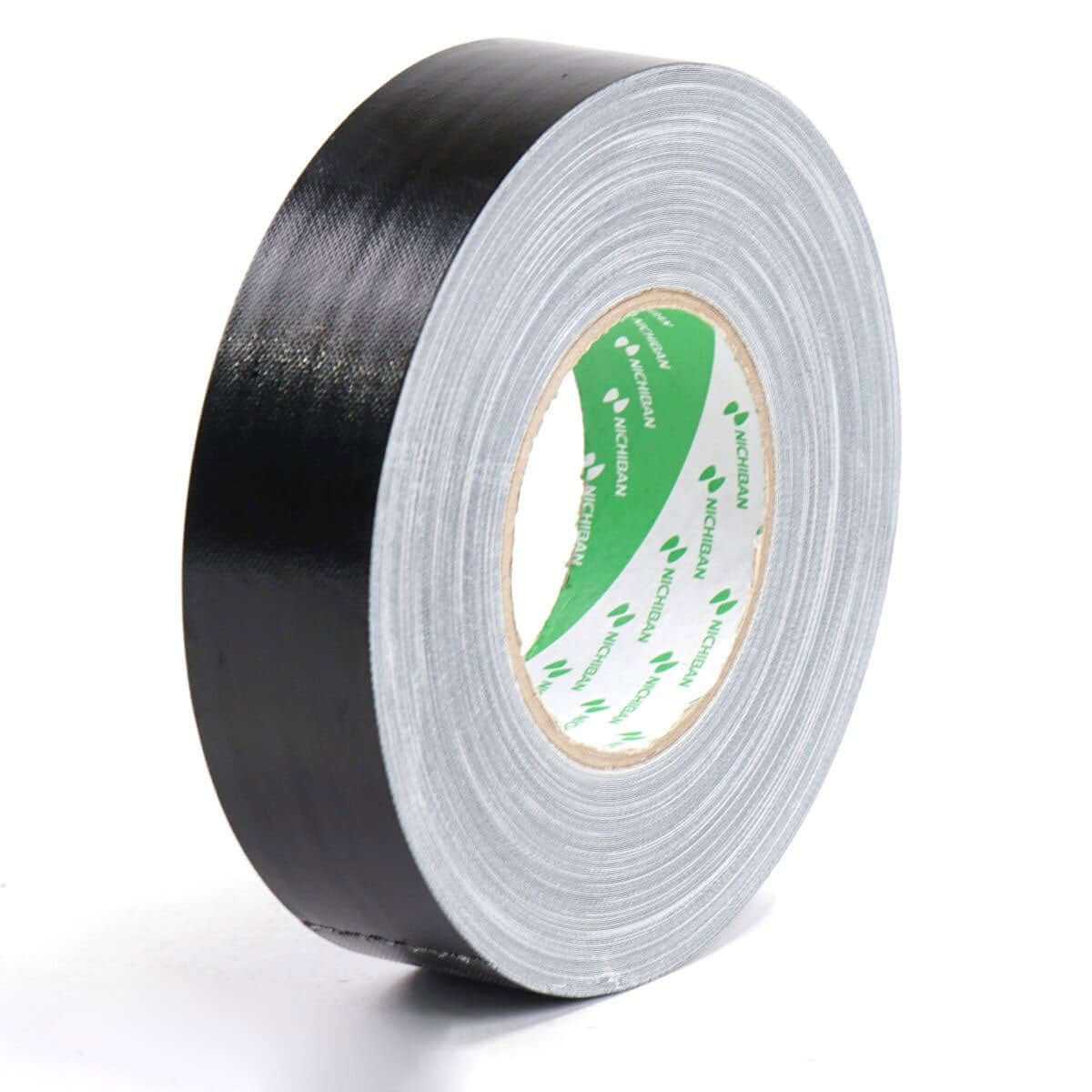 Nichiban 1200 Gaffer Tape in black, measuring 50mm x 25m, known for being strong, waterproof, and residue-free.